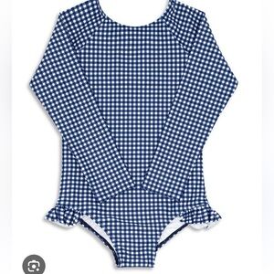 Navy Checkered Kids Swim One Piece